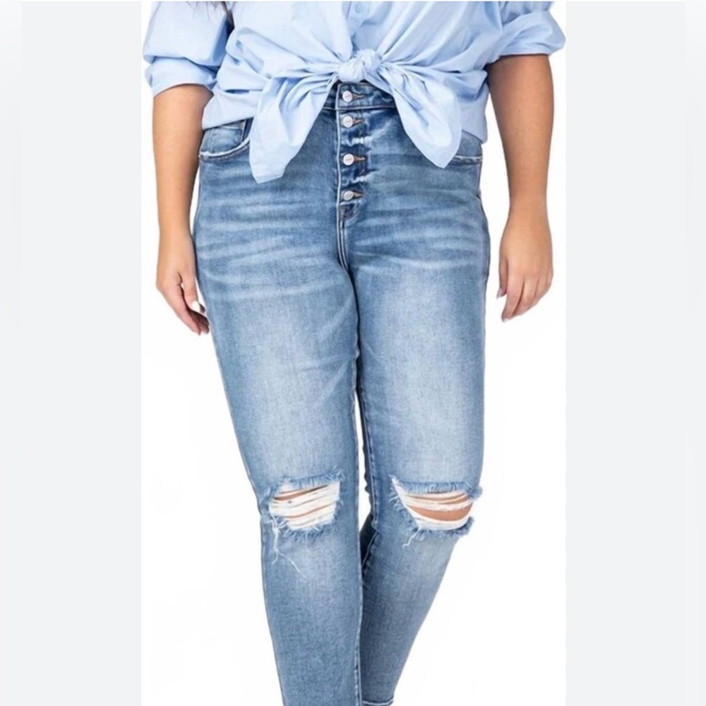 We The Free Denim FP Jeans Womens Size 25 Blue Button Fly Distressed Free People
